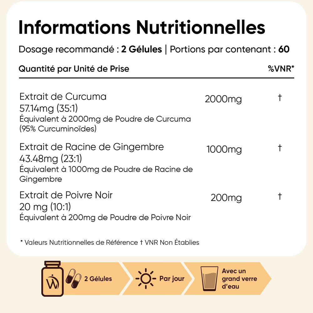 WeightWorld Curcuma avec gingembre et poivre noir 1600 mg 120 gélules