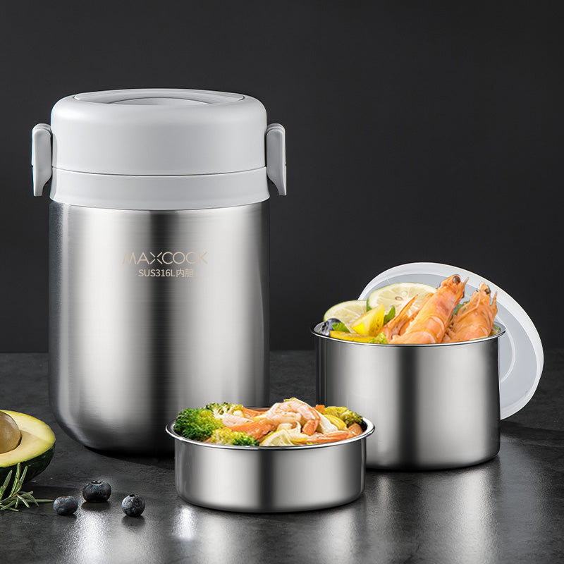 Maxcook MCTG0856 Bocal alimentaire isotherme sous vide 1,5 L Acier inoxydable 316 Large ouverture