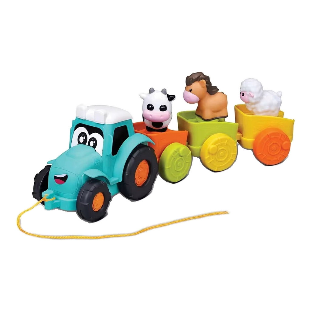 BB JUNIOR - Tracteur + remorque avec 3 animaux (Vache, Cheval, Mouton)