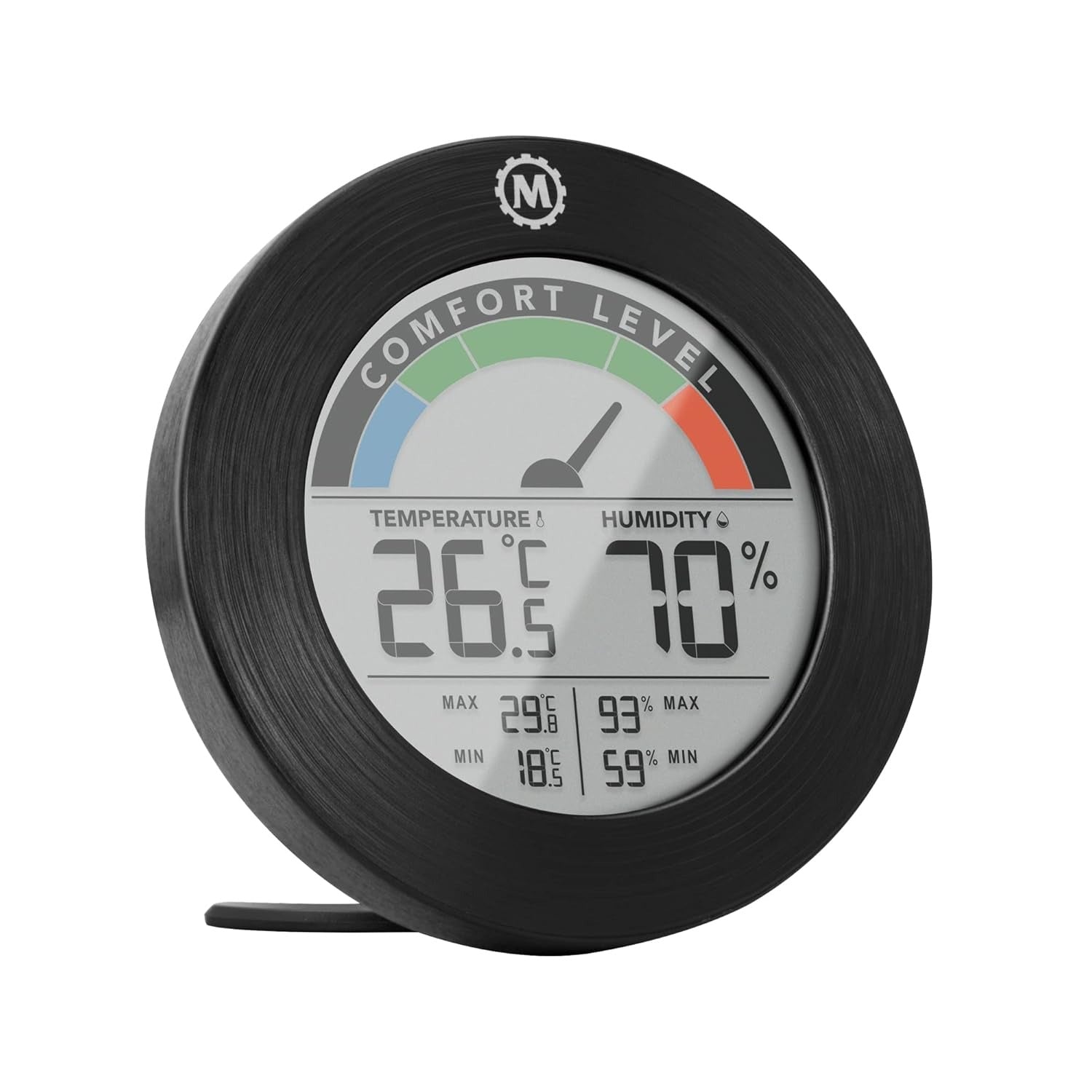Marathon Austin - Thermo-hygromètre intérieur sans fil - Mesure température et humidité intérieures - Indicateur de confort - Enregistrement quotidien min-max - Design compact