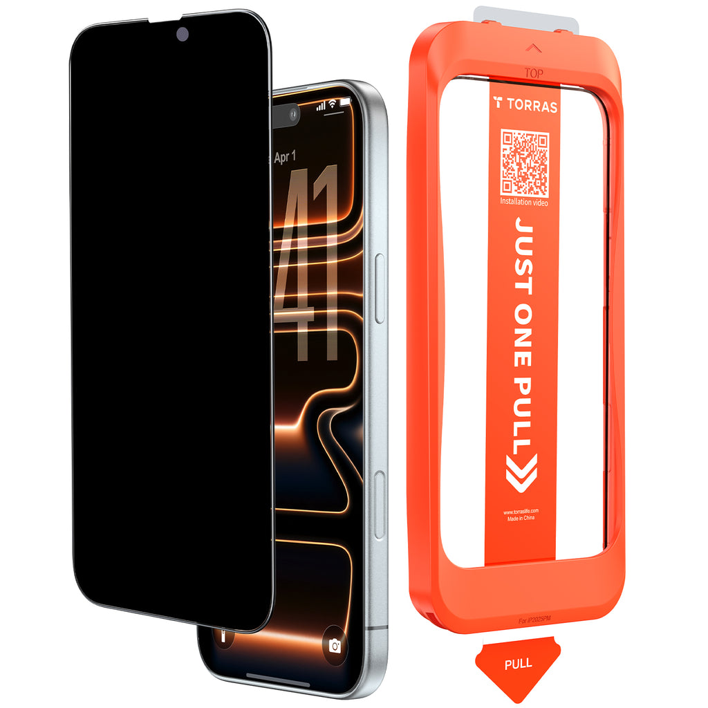 TORRAS Install Master Protecteur d’écran de confidentialité iPhone 17 Pro Max - Noir