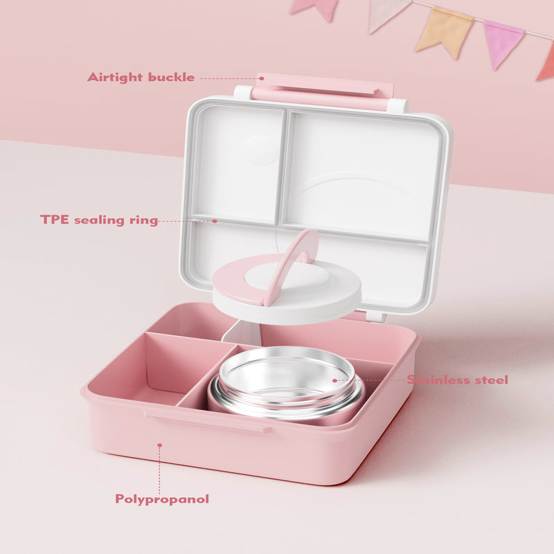 Meoky Boîte repas compartimentée 54 oz à loquet unique - Papillon blanc