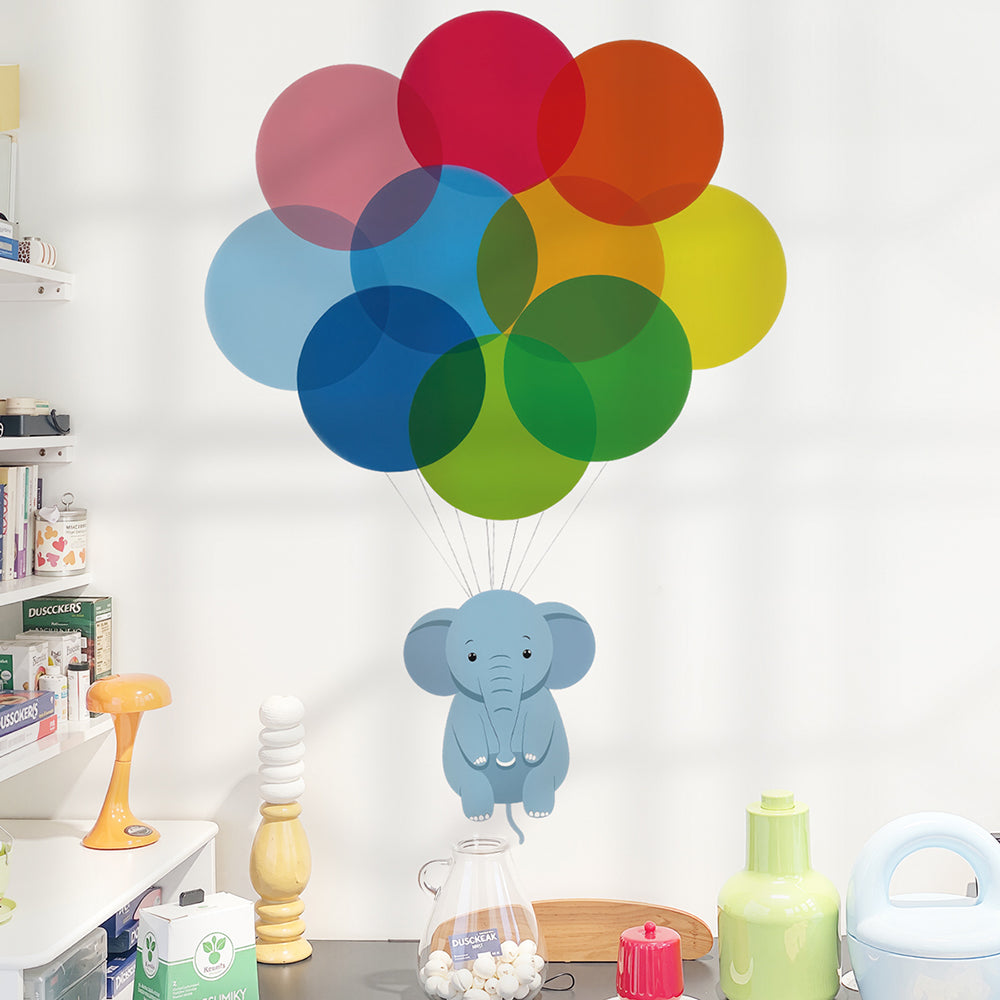 WhereHike Autocollant mural thème bleu - Éléphant et ballons