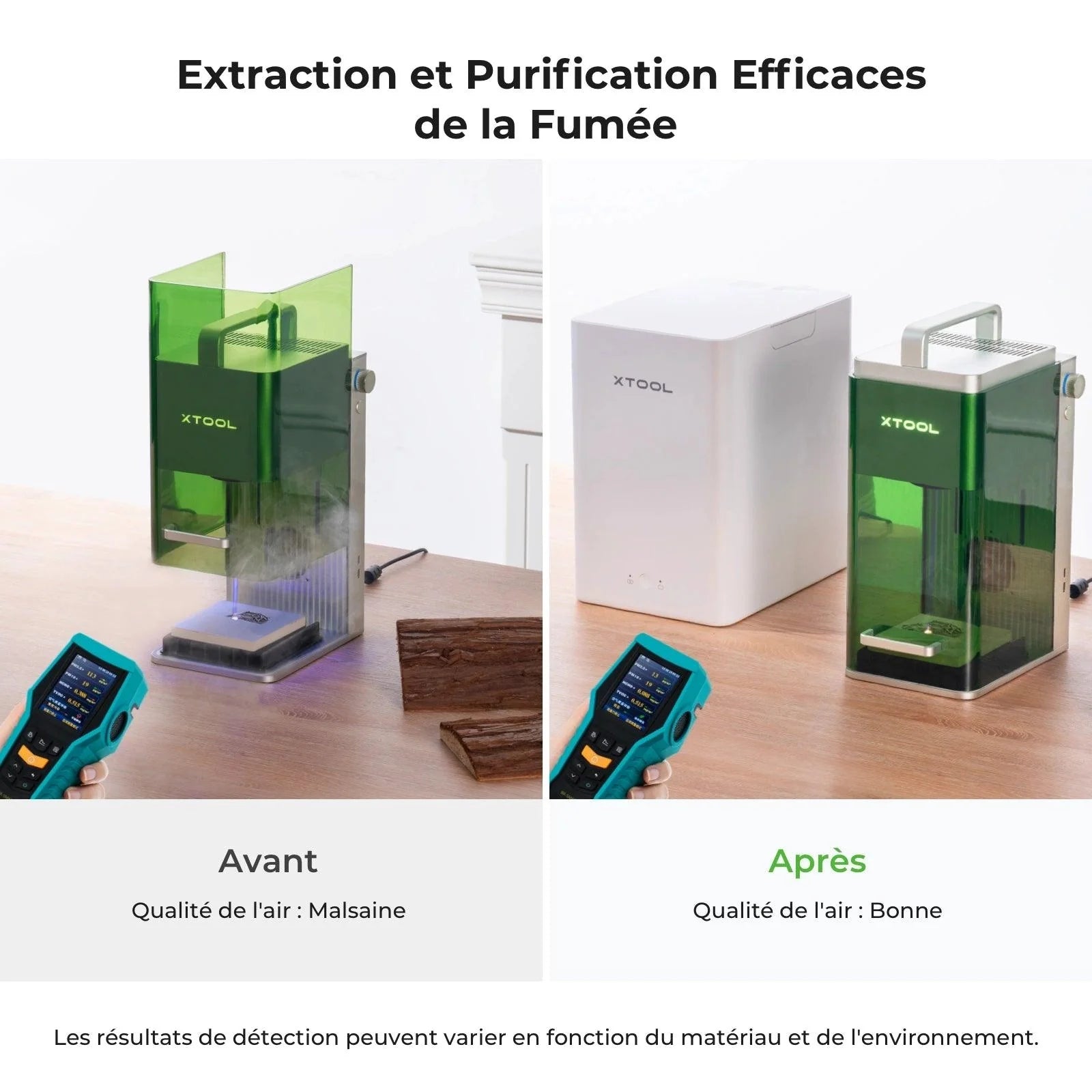 Purificateur d'air de bureau xTool F2, extracteur de fumée avec filtration à 3 niveaux, HEPA portable, pour graveur laser xTool F2 uniquement