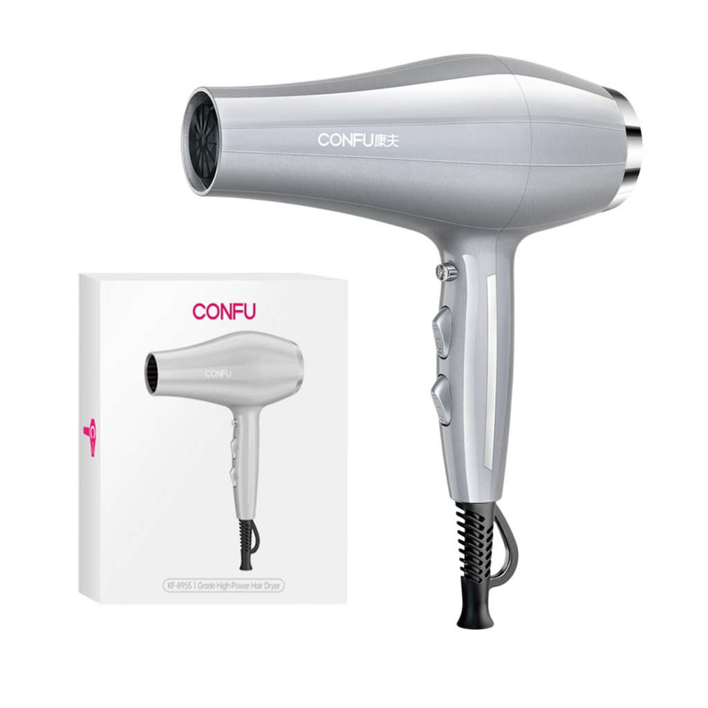 CONFU 8955 Sèche-cheveux haute vitesse 21 000 tr/min, réglage du mode à 7 vitesses, puissance 2 300 W - Argent