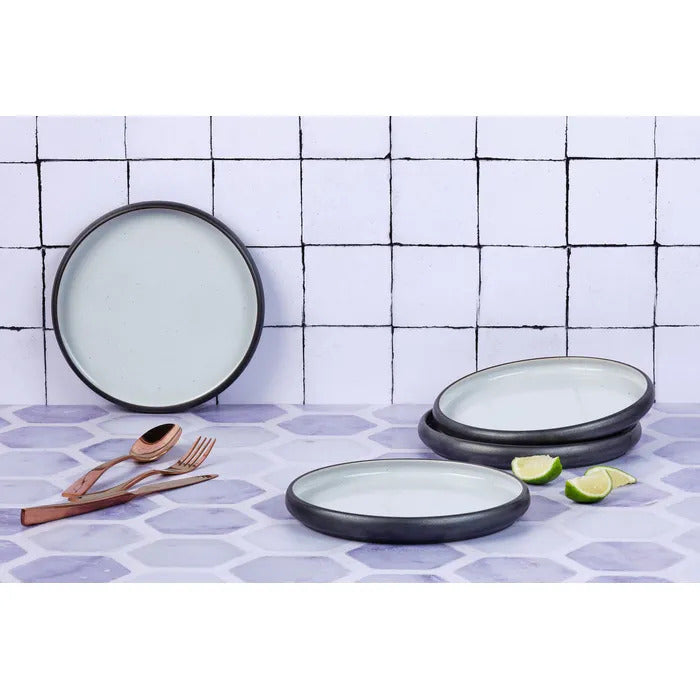 BJÖRN GOURMET Lot de 4 assiettes avec diamètre de 21,5 cm - Noir onyx
