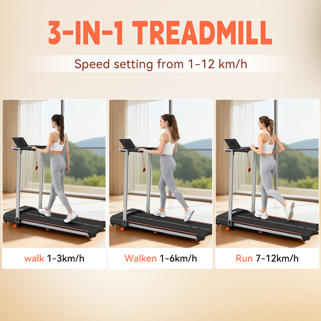 KeHot YQ T3898 Tapis de course inclinable à 9 %, pliable et silencieux pour l'entraînement à domicile, avec écran LED, compatible musique Bluetooth et applications EQI SPORTS, Zwift, Kinomap