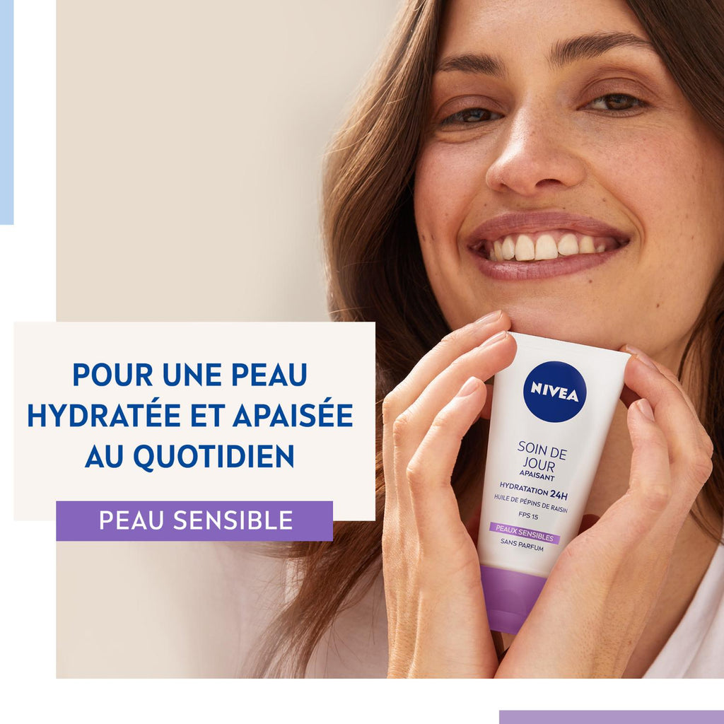 NIVEA Essentiels Soin Jour 24H Hydratant FPS15 Peaux Normales à Mixtes 50 ml