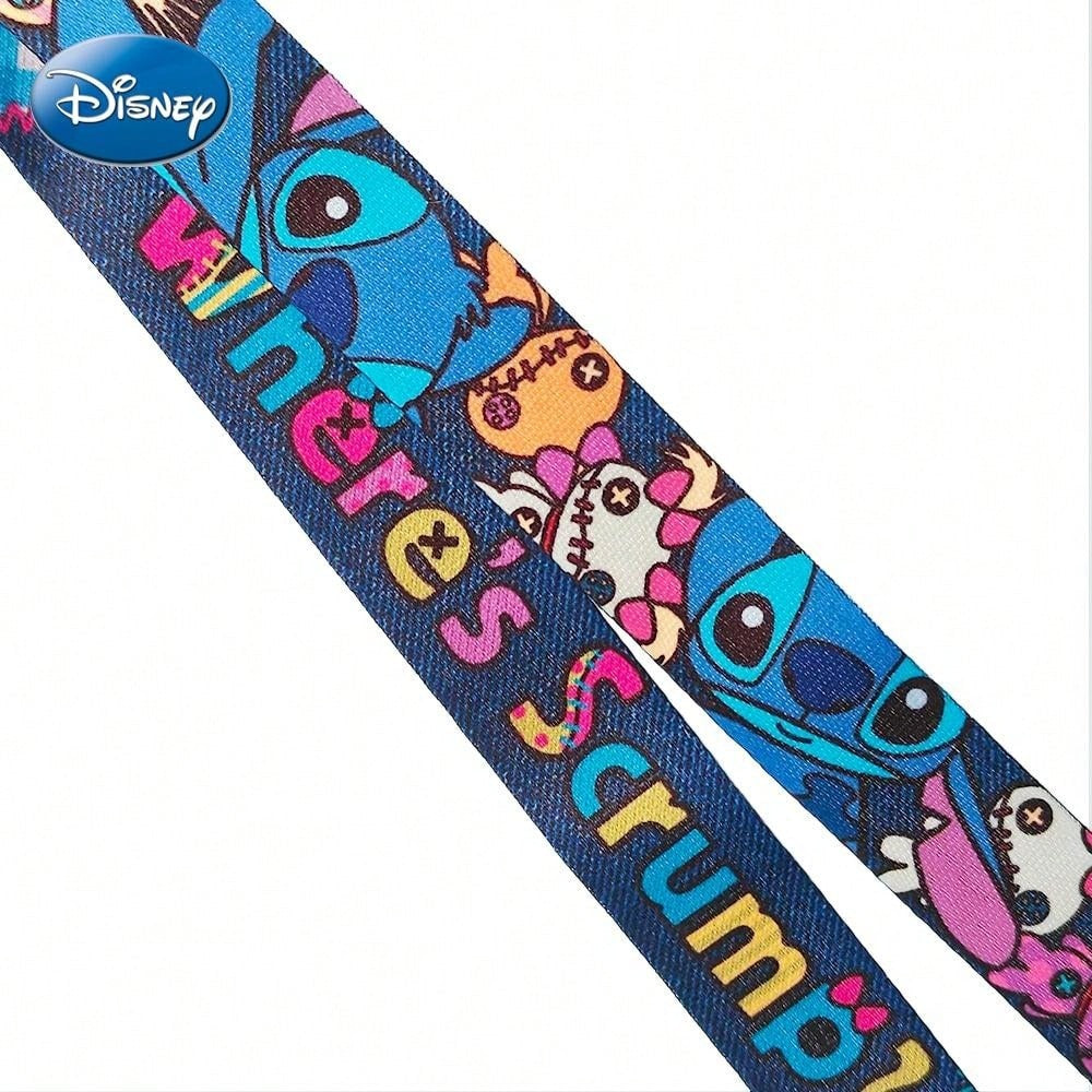 DISNEY 1 pièce Tour de cou rétractable Stitch et porte-carte d'encre, sous licence officielle, Thème Stitch et Scrump, Produit dérivé de films et dessins animés