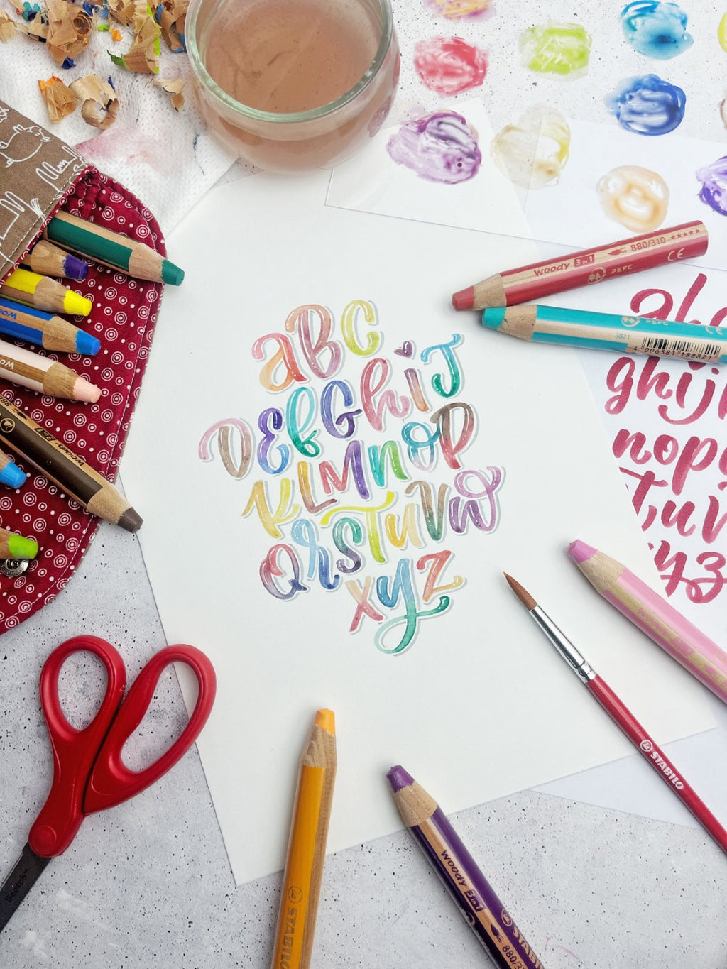 STABILO ARTY Woody 3-en-1 Lot de 18 crayons de couleur multi-talents avec taille-crayon et pinceau