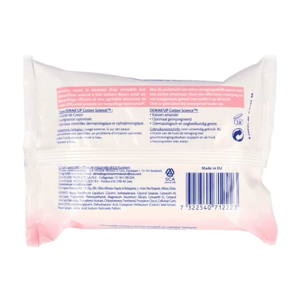 DEMAK-UP Cocoon Lingettes Démaquillantes Extrait de Graine de Coton Lot de 25