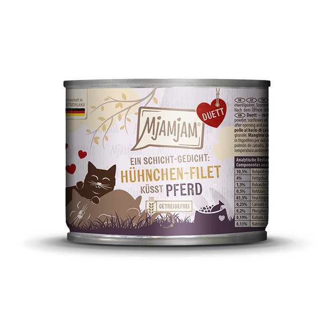 MjAMjAM Duett Nourriture humide culinaire pour chat poulet cheval 190 g