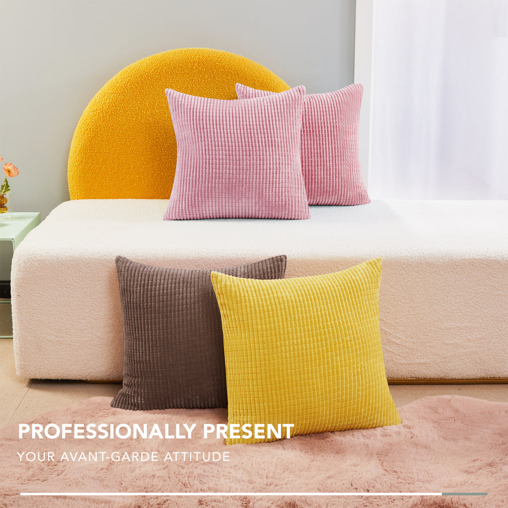 Deconovo Housse de coussin en velours - coloris rose - 50 x 50 cm - 1 pièce