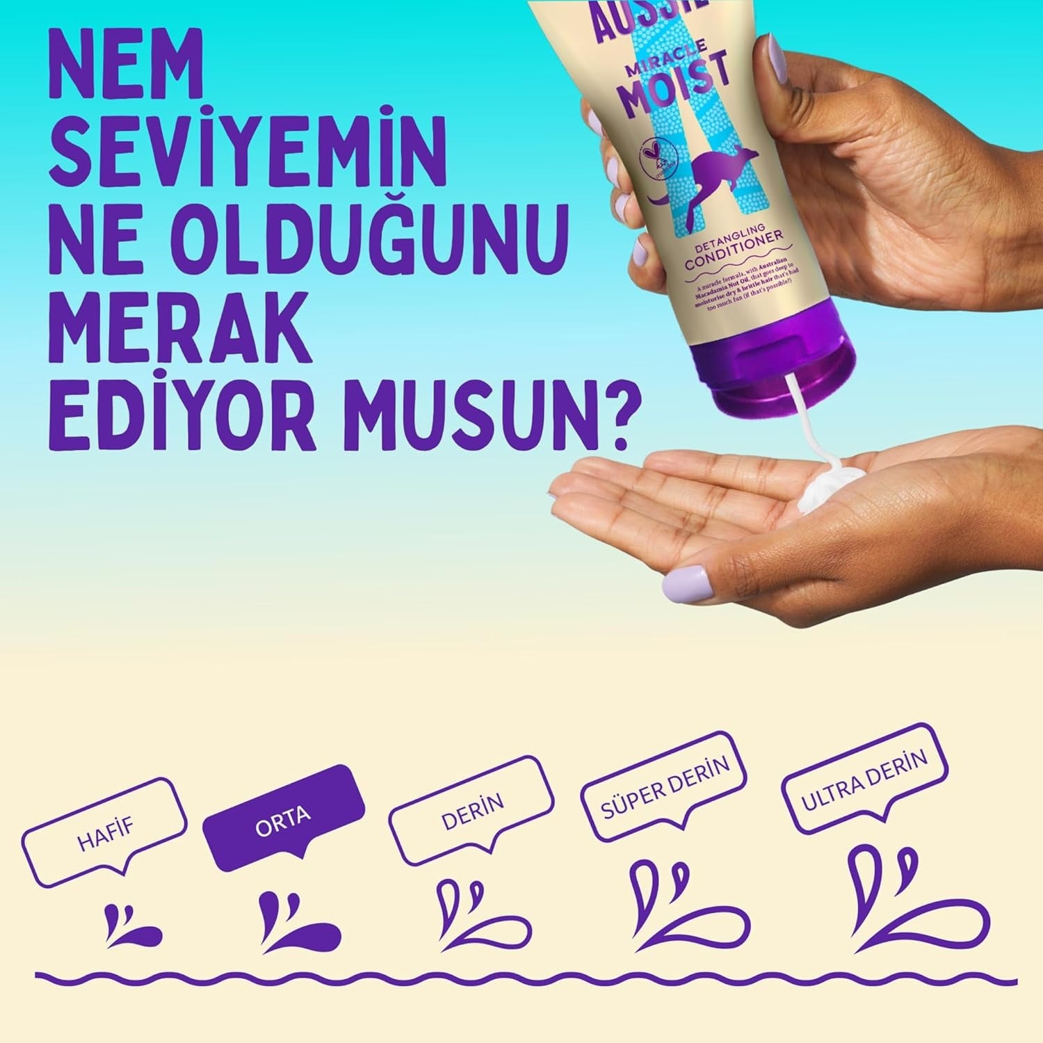 Aussie Miracle Moist Après-shampooing démêlant pour cheveux secs et abîmés - 1000 ml