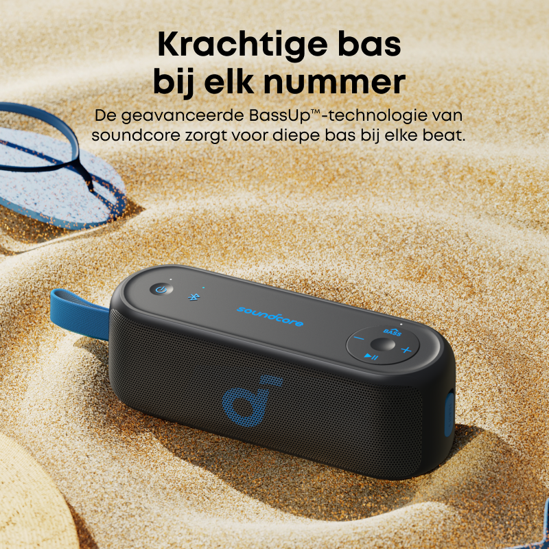 soundcore Select 3 Enceinte, Son stéréo 16 W, Technologie BassUpTM, Conception ultra pratique, Autonomie 20 h, Étanche IPX7, Idéale pour aventures en plein air