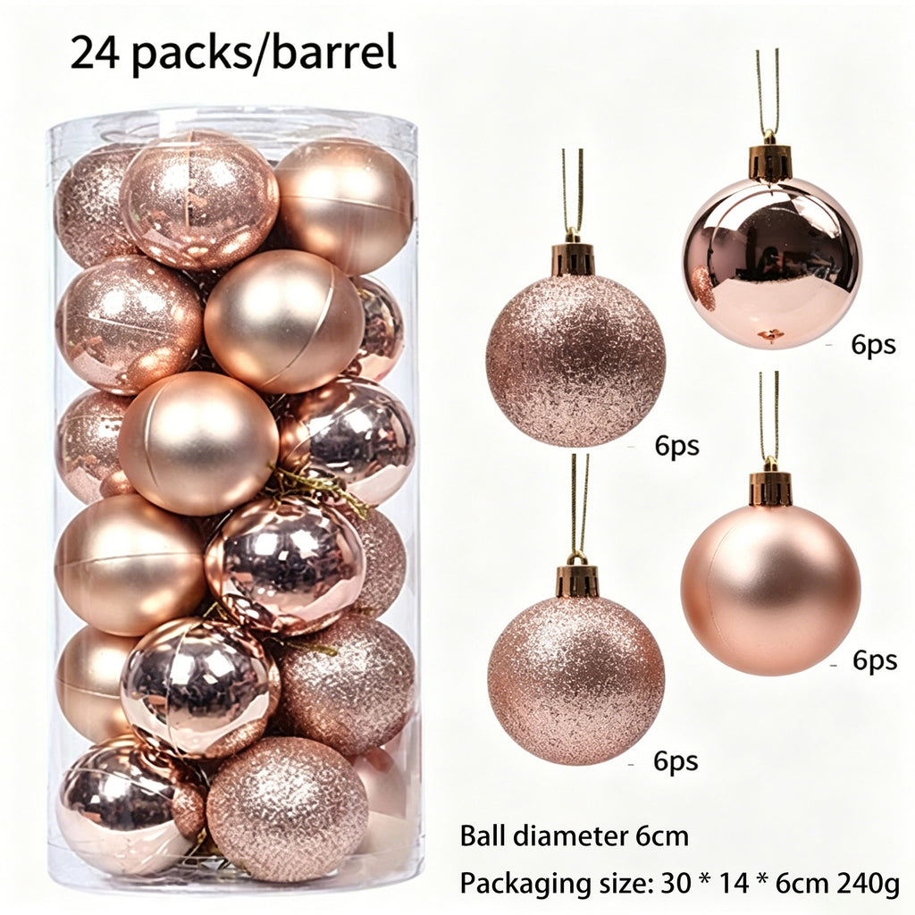Ju7cer 24 boules de Noël incassables, 6 cm/2,36 pouces, guirlande prête à suspendre pour sapin de Noël, convient pour Noël/Halloween/mariages/anniversaires (couleur champagne)