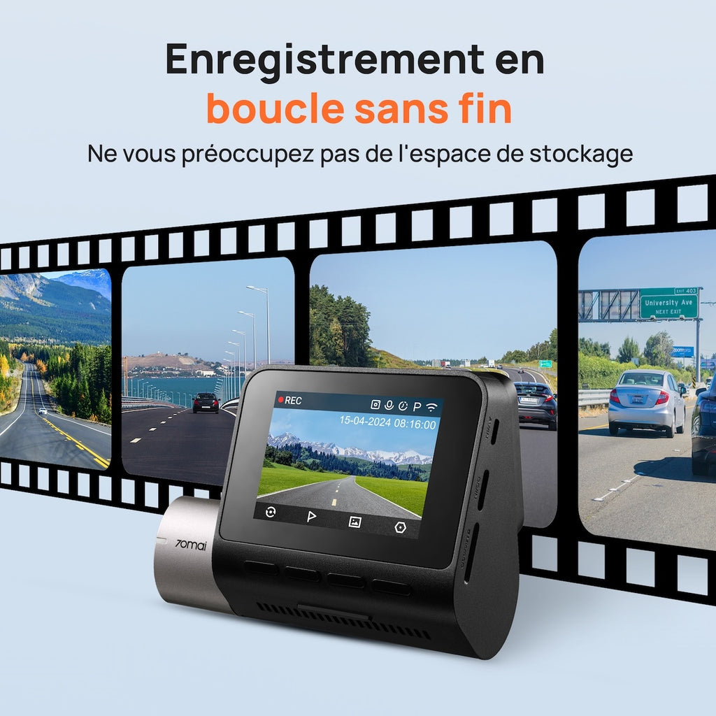 Caméra de voiture 70mai 2.7K Avant et Arrière A510-1, Dashcam Double 1944P+1080P avec Sony STARVIS 2, Vision Nocturne HDR, Caméra Intelligente avec GPS Intégré, 4G LTE, ADAS