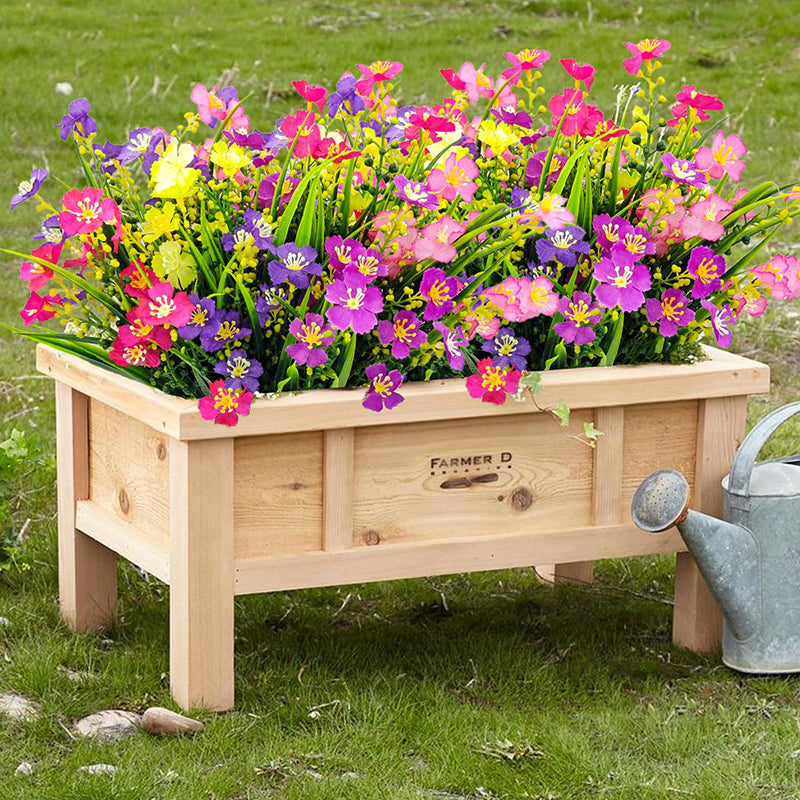 10 Pièces 13,8 in / 35 cm Fleurs Artificielles pour Extérieur Plastique Plante Artificielle Fleur en Soie pour Extérieur Jardin Porche Porte d'Entrée Jardinières Litière de Fleurs Cour