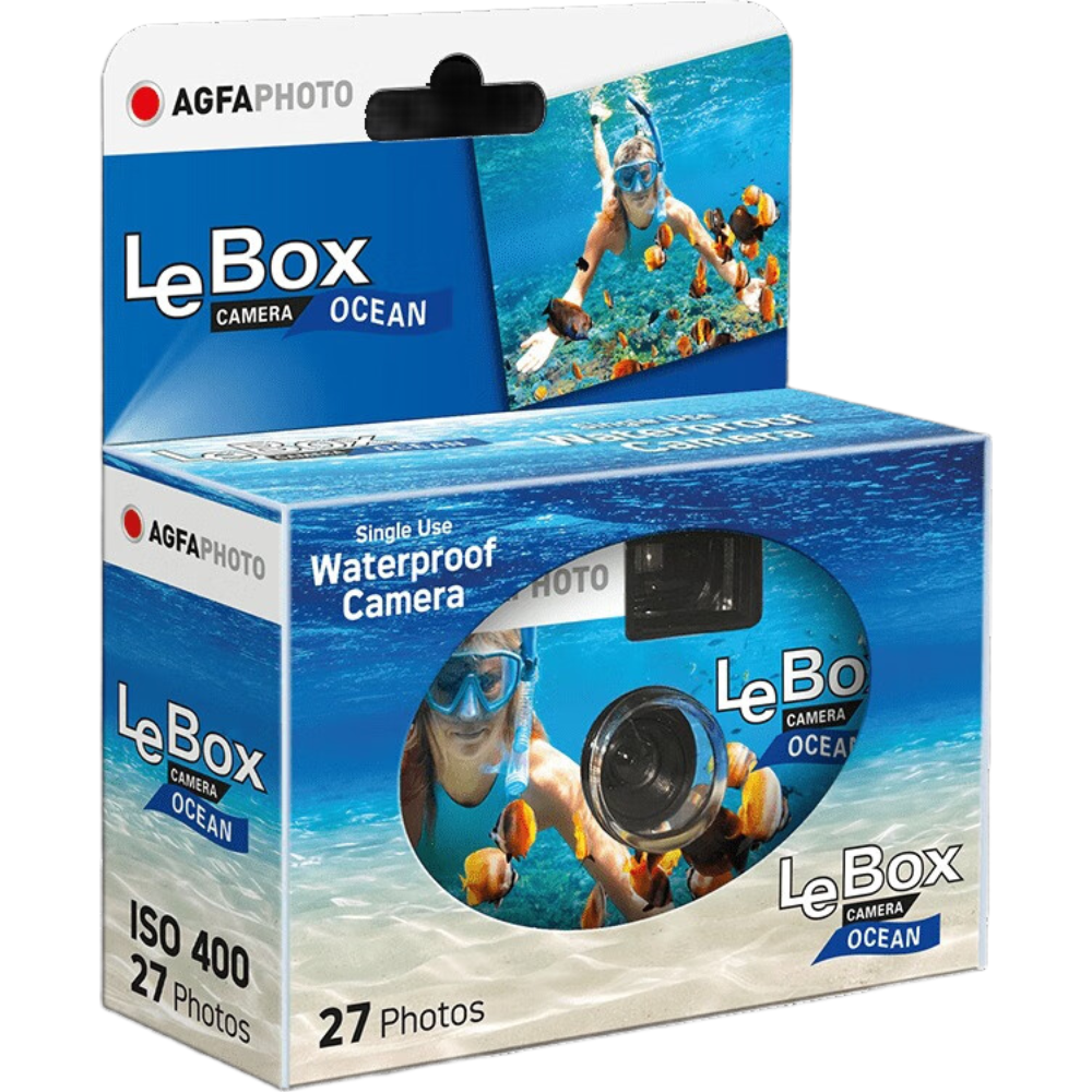 AgfaPhoto LeBox 400 Appareil photo jetable ISO 400 27 poses Résistant à l’eau jusqu’à 5 m
