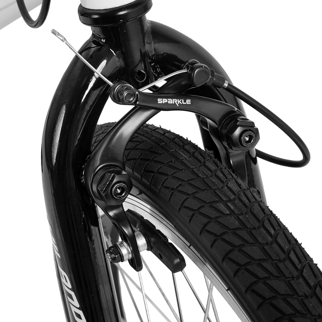 Hiland Redeem Vélo BMX 20" Pour enfants et adolescents Freestyle Débutant à avancé Avec rotor 360 degrés et 4 repose-pieds Blanc