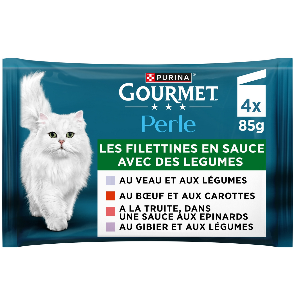 Gourmet Perle Filettines aux légumes - Pack assorti pour chat - 4 x 85 g