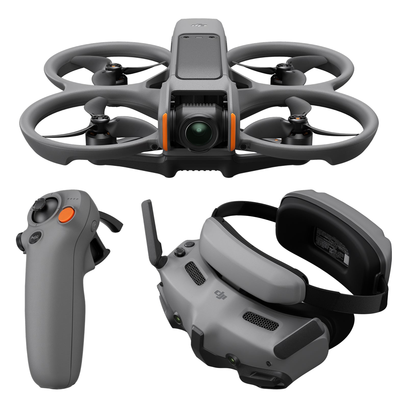 DJI Avata 2 Pack Fly More batterie unique, Drone FPV avec caméra 4K, protection d'hélice intégrée, Goggles 3 et RC Motion 3 inclus - Noir