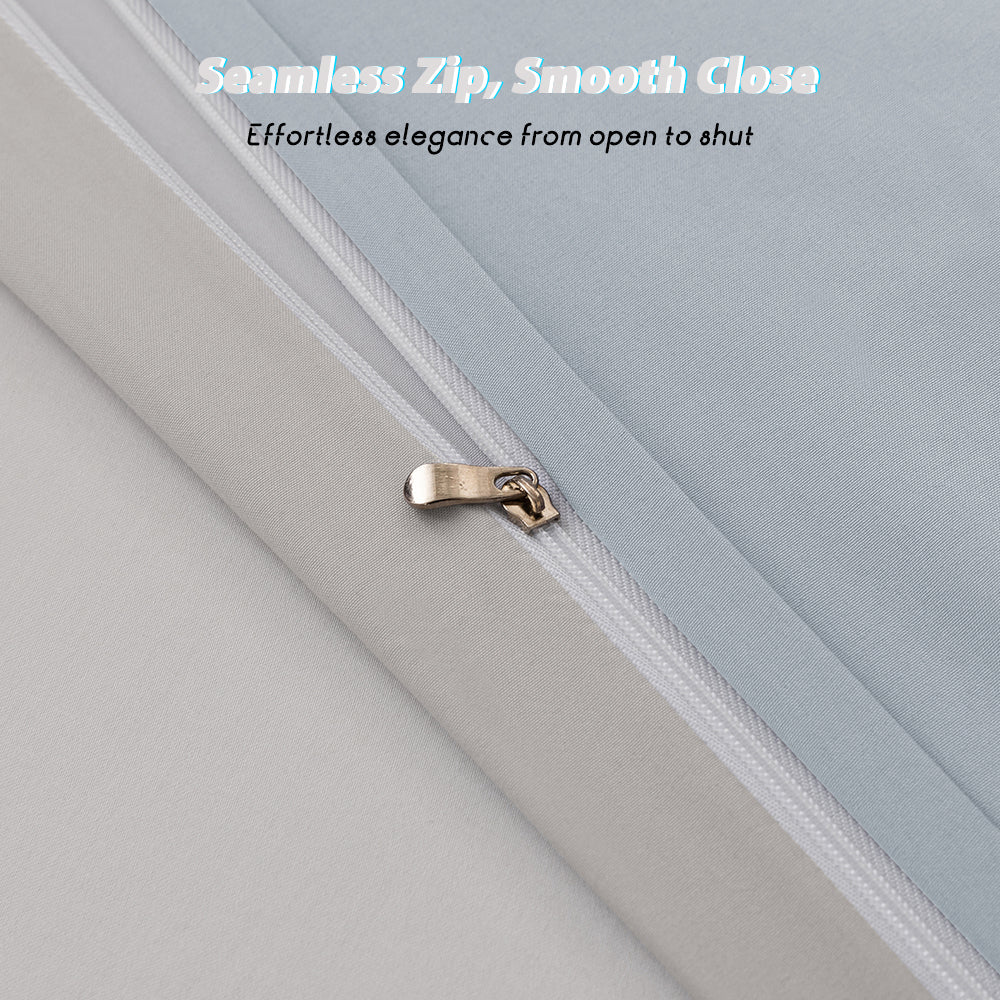 MENDALE Parure de housse de couette - Parure de lit haut de gamme - Housse de couette 200 × 220 cm avec taie d’oreiller 80 × 80 cm - Microfibre brossée douce - Bleu clair et gris clair