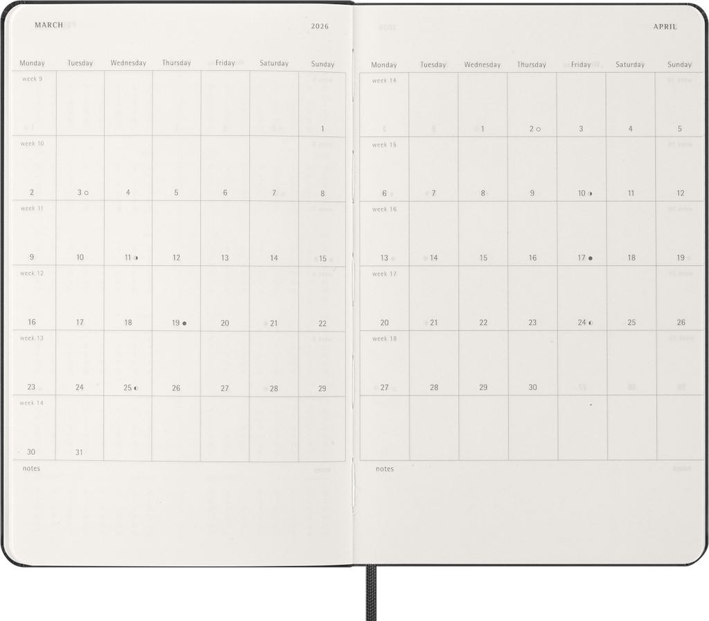 MOLESKINE Agenda Semainier 12-Mois Horizontal Grand Format