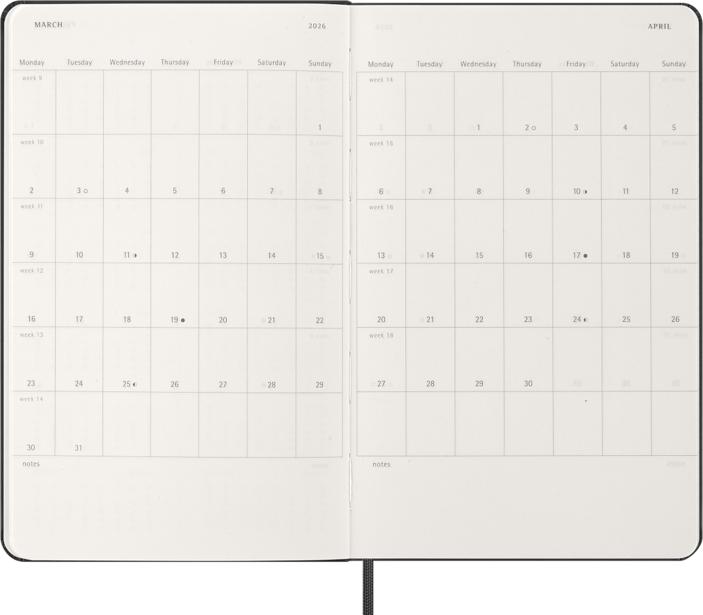 MOLESKINE Agenda Semainier 12-Mois Horizontal Grand Format