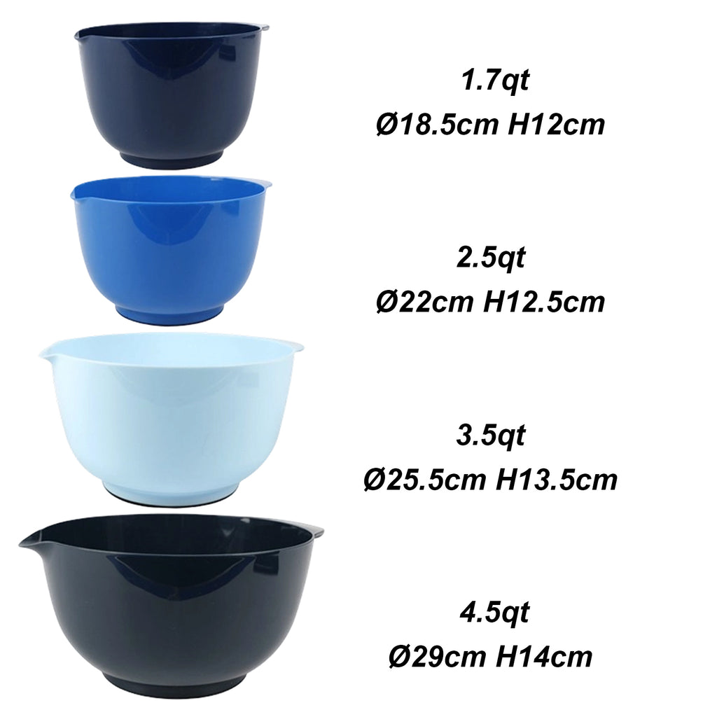 Set de Bols à Mélanger Sunyana, 4 Pièces, Bleu, Fond Antidérapant, Sans BPA, Empilables, Réutilisables, Idéal pour Préparation des Repas, Salades et Pâtisserie