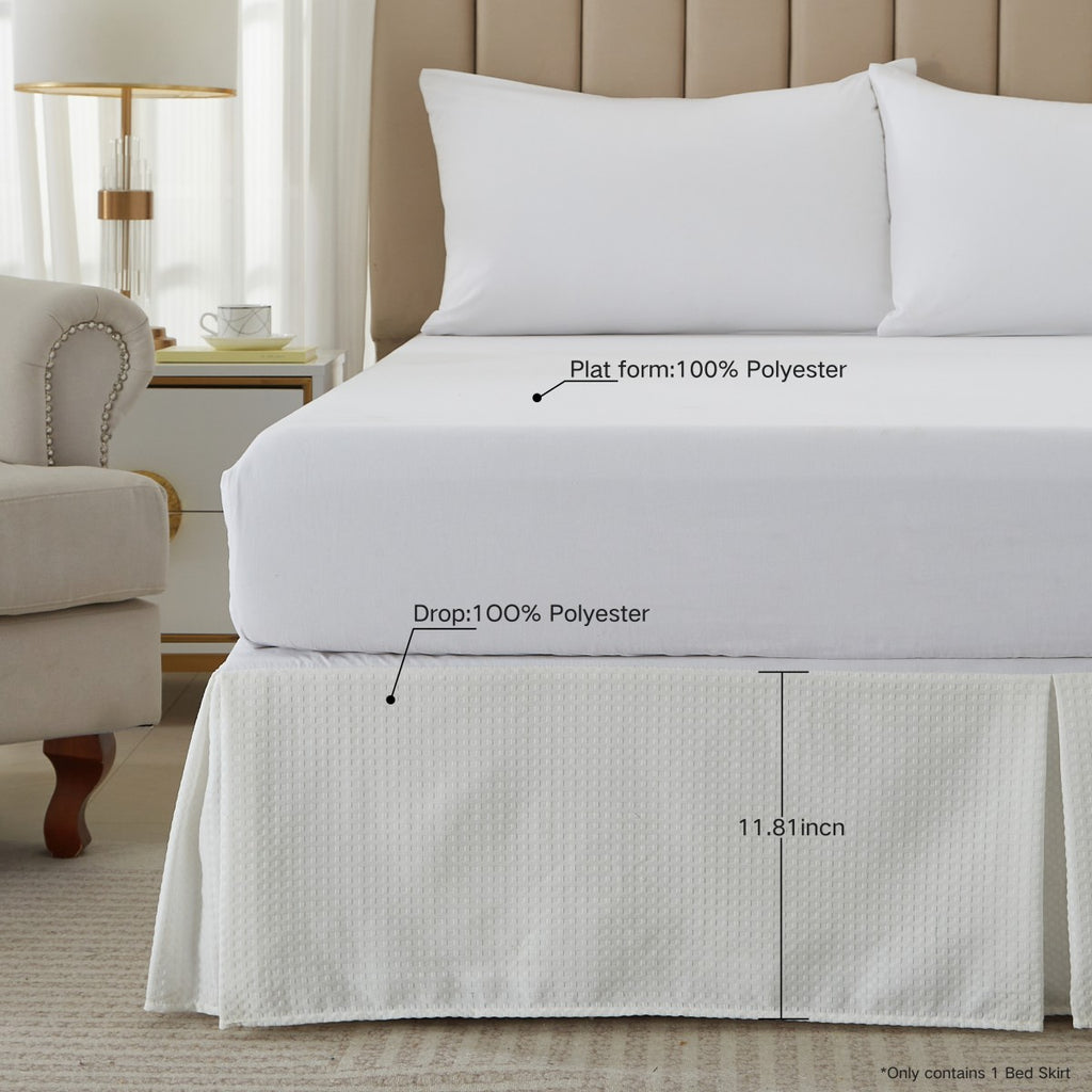 MEEALLHOME Jupe de lit en tissu gaufré blanc - 140 x 200 + 50 cm
