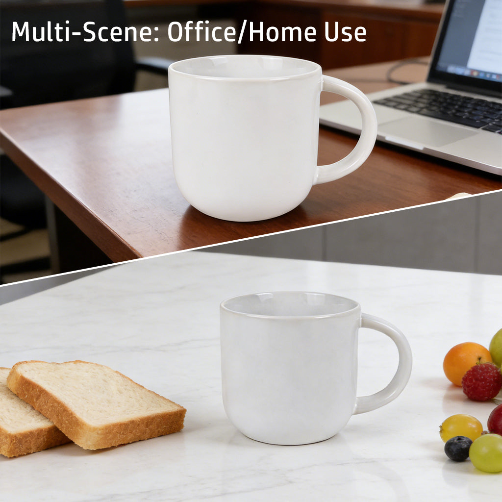 Lot de 4 Grandes tasses à café en céramique Blanche 415 ml, Pack économique maison, bureau, restaurant, Passe au lave-vaisselle