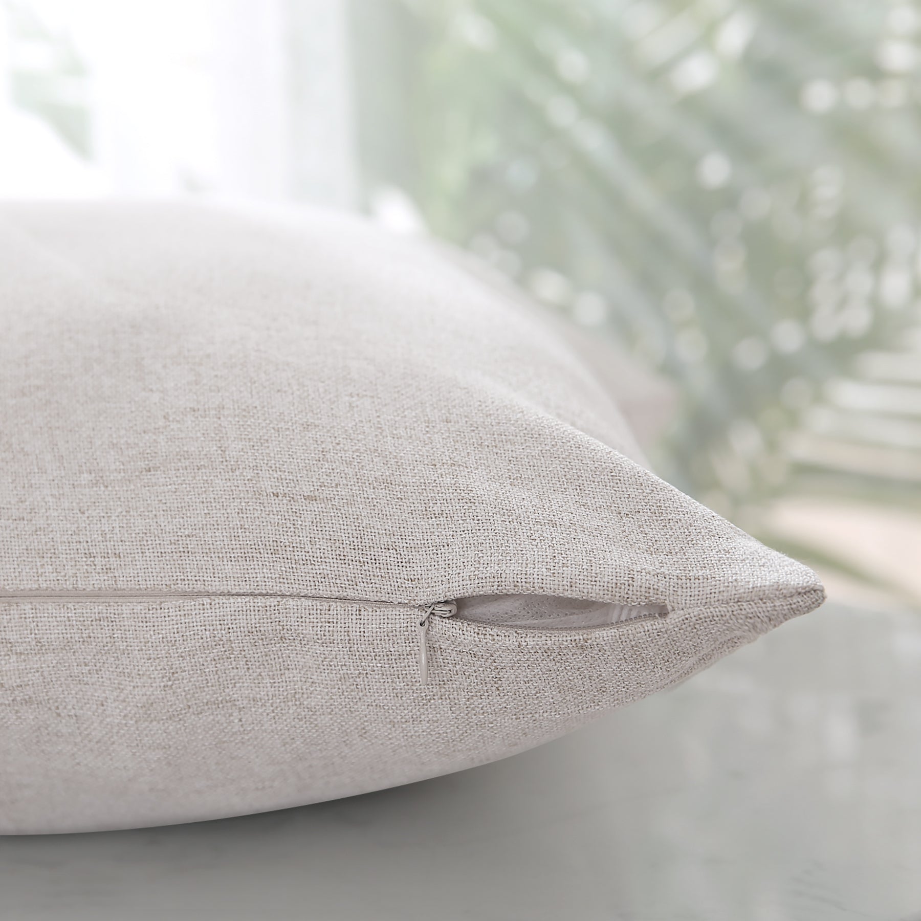 Deconovo Housse de coussin en lumière de lin, coloris crème, 45 x 45 cm, 1 pièce