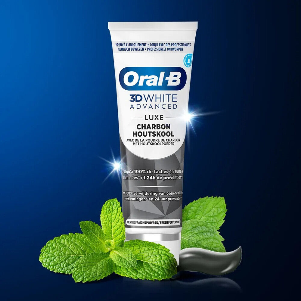 Oral B 3D WHITE ADV LUXE Charcoal Toothpaste 75 ml - Pack of 2 (2 x 75ml = 2 tubes)