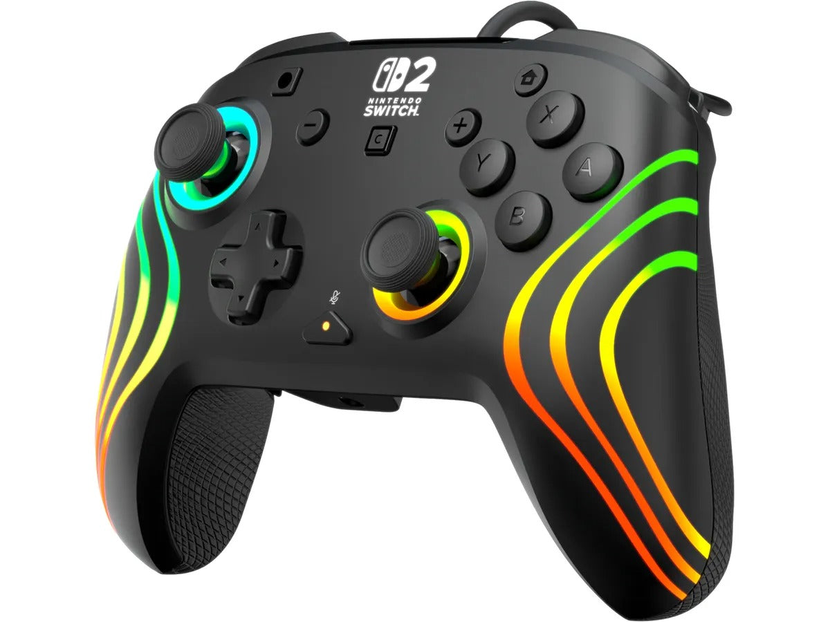 TURTLE BEACH Afterglow Wave Manette Filaire (USB) RGB - Joysticks à Effet Hall, Bouton C pour GameChat, 2 Boutons Arrière Programmables - Nintendo Switch 2 & Switch - Noir