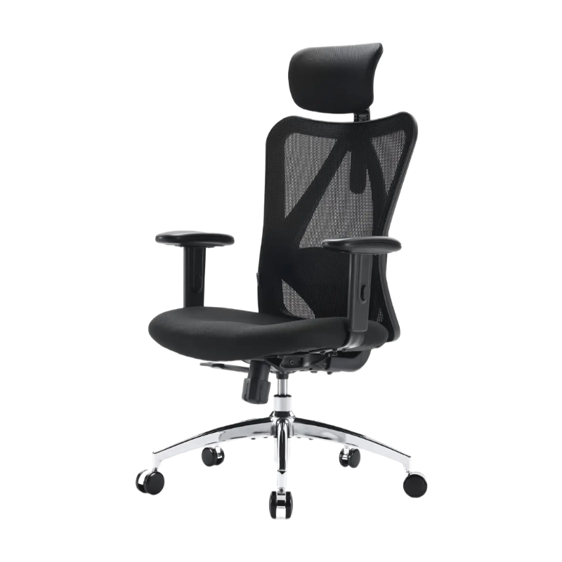 Chaise de bureau ergonomique SIHOO M18, chaise de bureau informatique avec appui-tête et lombaire réglables, chaise pivotante haute pour bureau à domicile (Noir pur)