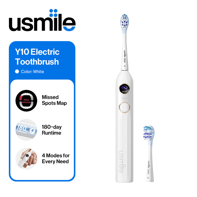 usmile Y10 Brosse à dents électrique avec écran intelligent, 4 modes de nettoyage, brosse à dents sonique intelligente avec minuterie et contrôle de pression, autonomie d’une charge 180 jours