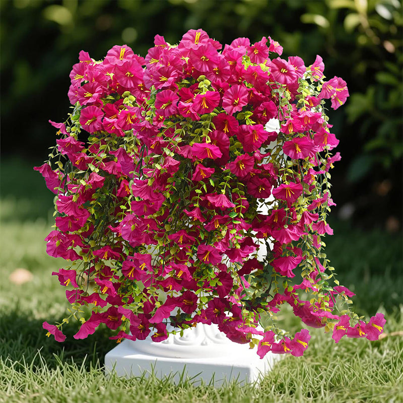 Yuejia Lot de 4 bouquets suspendus de fleurs artificielles en soie liseron rose - 75 cm