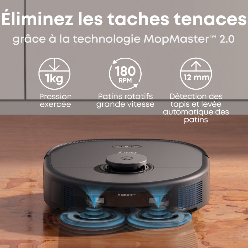 eufy X10 Pro Omni Aspirateur robot laveur avec station d'aspiration, 8 000 Pa, Vidage/remplissage automatiques, 2 serpillières à relevage automatique avec lavage/séchage automatiques