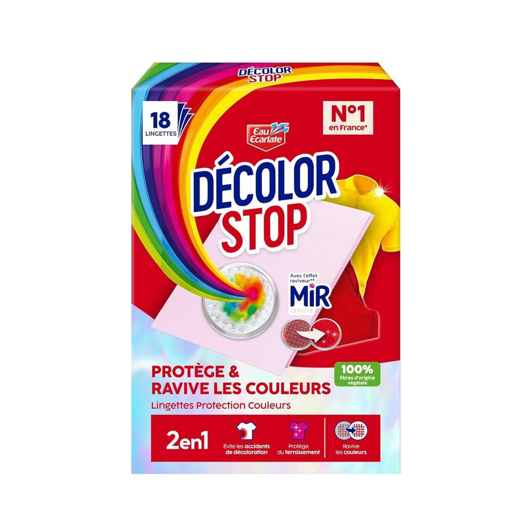 Eau Écarlate Lingettes de Protection des Couleurs, Stop à la Décoloration & Restauration des Couleurs, 18 Lingettes