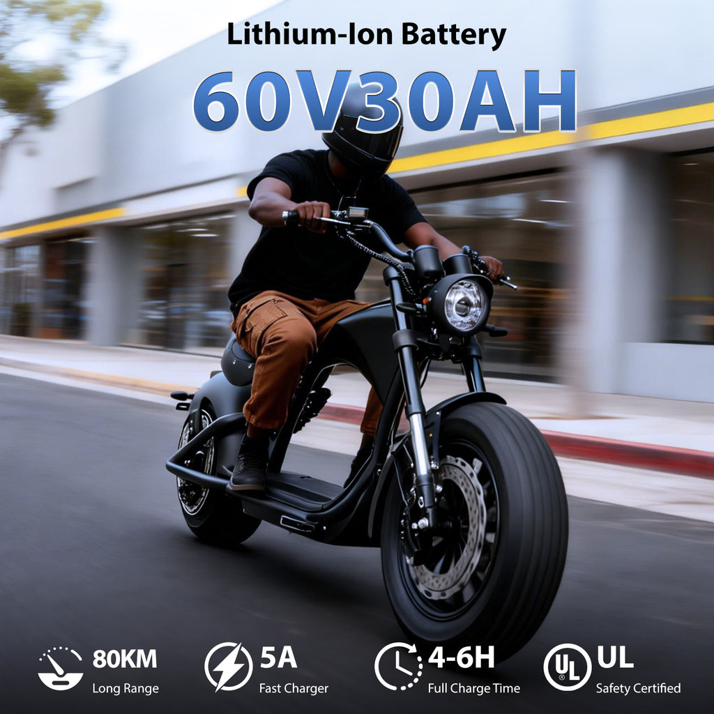 Mangosteen [Offres d'été - avec livraison le lendemain] M1P Moto électrique, 2000 W, 60 V, 30 Ah, Jusqu'à 80 km d'autonomie, 45 km/h