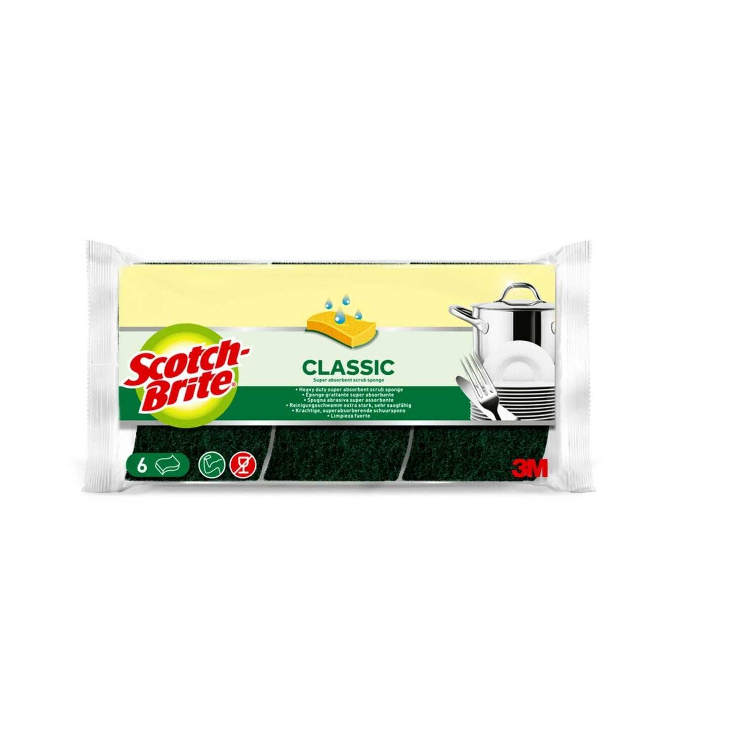 SCOTCH BRITE Éponges grattantes vertes double face résistantes 6 éponges