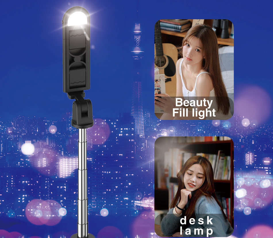 Perche à selfie Verbex S05s, support de téléphone Bluetooth, extensible jusqu'à 1 mètre, avec lumière d'appoint, universelle pour les selfies, prise de vue horizontale et verticale