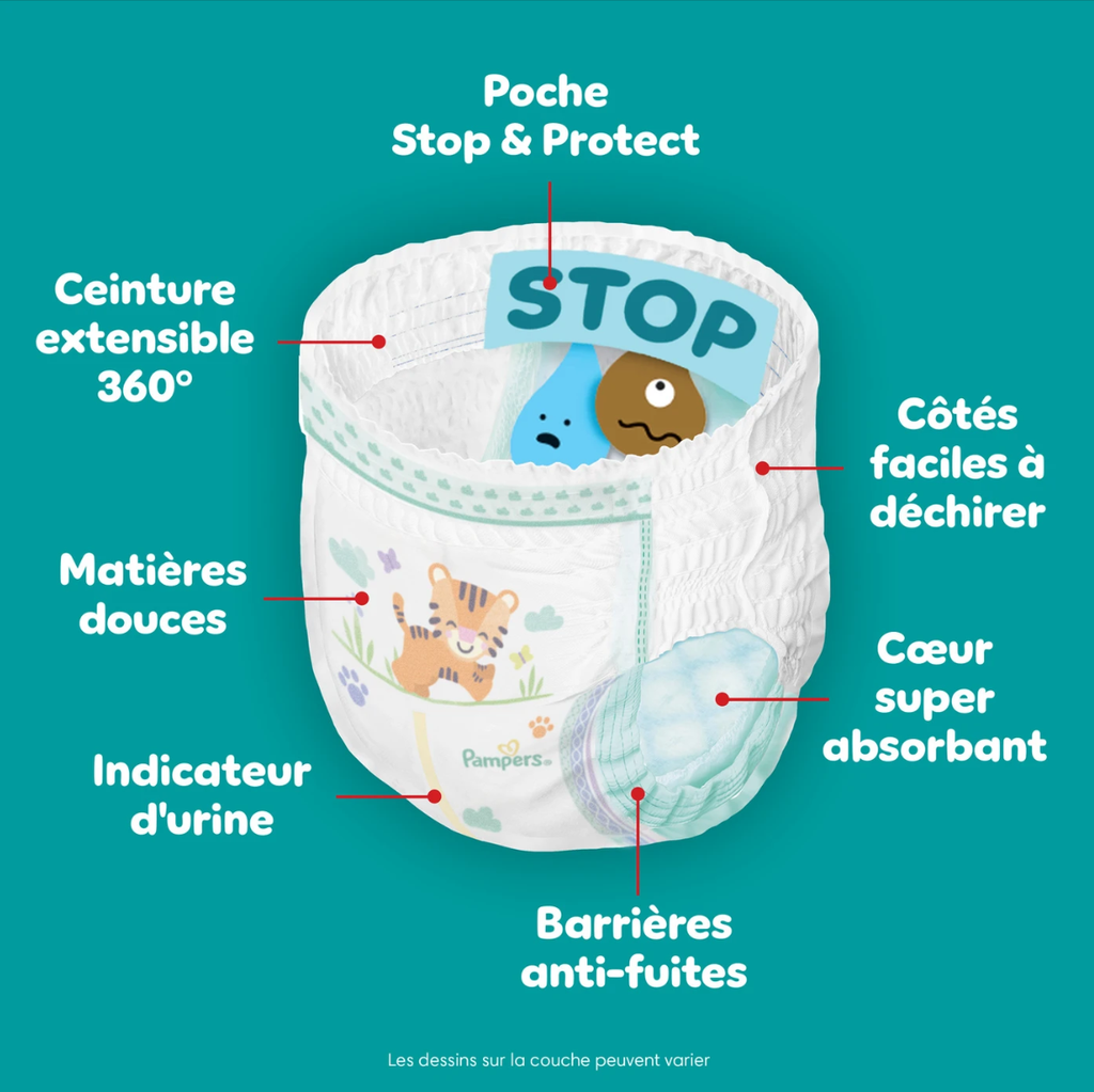 Pampers Baby-Dry Culottes, Taille 6, 80 Culottes de Change, 13-19 kg, Protection Anti-fuites 360° Jour et Nuit