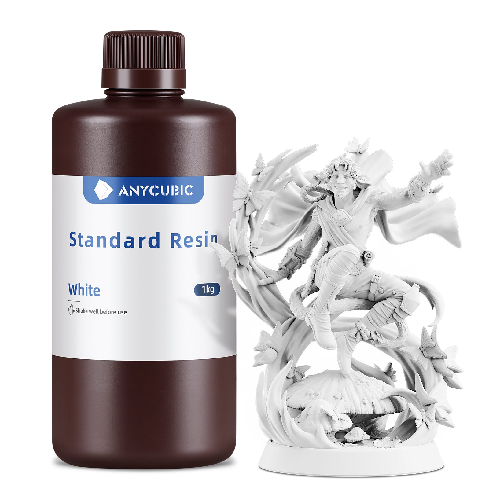 Résine Standard Anycubic 405nm UV à Durcissement Rapide pour Imprimantes 3D LCD/DLP/SLA (Blanc, 1 kg)