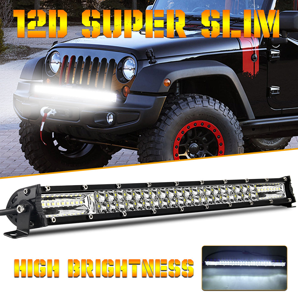 CO LIGHT Barre lumineuse LED double rangée 52 pouces, anti-reflet, pour usage tout-terrain, blanc et ambré, DRL, avec supports latéraux et inférieurs, pour SUV et VTT