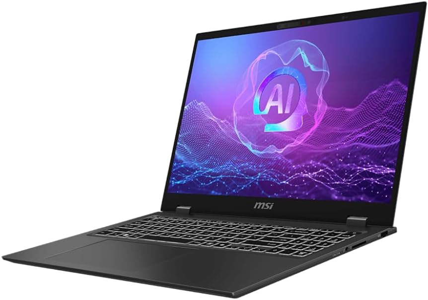 MSI PrestigePro 16 AI B2HVEG-259FR Ordinateur portable 16" UHD+ OLED 60 Hz, Intel Core Ultra 9 285H, NVIDIA GeForce RTX 4050, 32 Go de RAM, SSD 1 To, Windows 11 Pro
