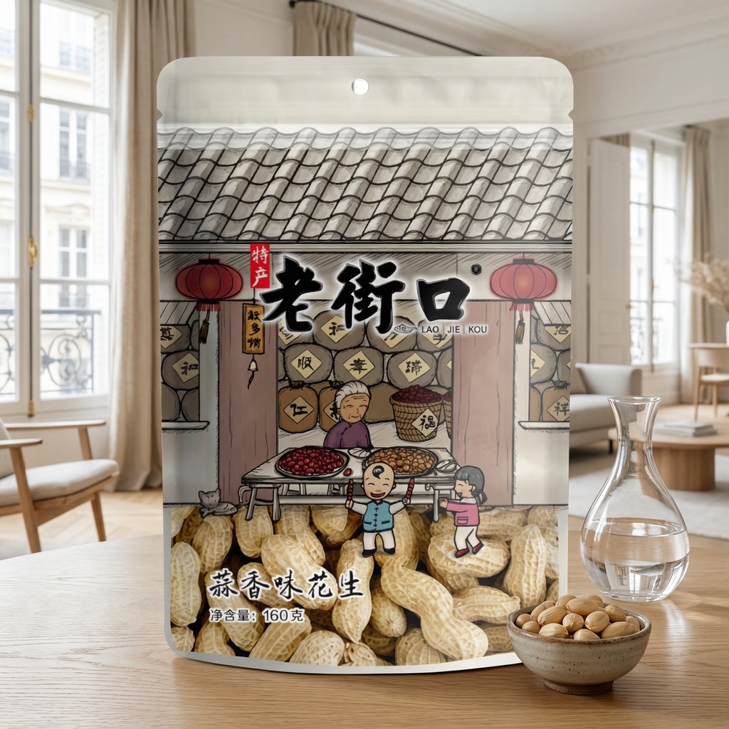 Lao Jie Kou Cacahuètes saveur ail 160 g