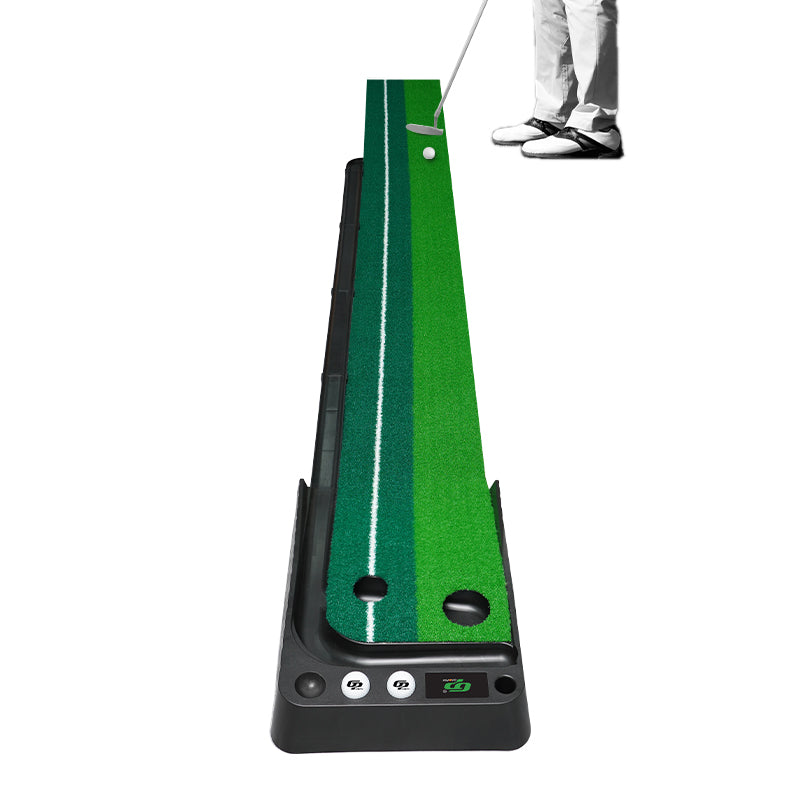 Green de putting d'intérieur, tapis de putting de golf avec retour automatique de balle, surface en velours cristal de qualité supérieure, tapis d'entraînement au putting