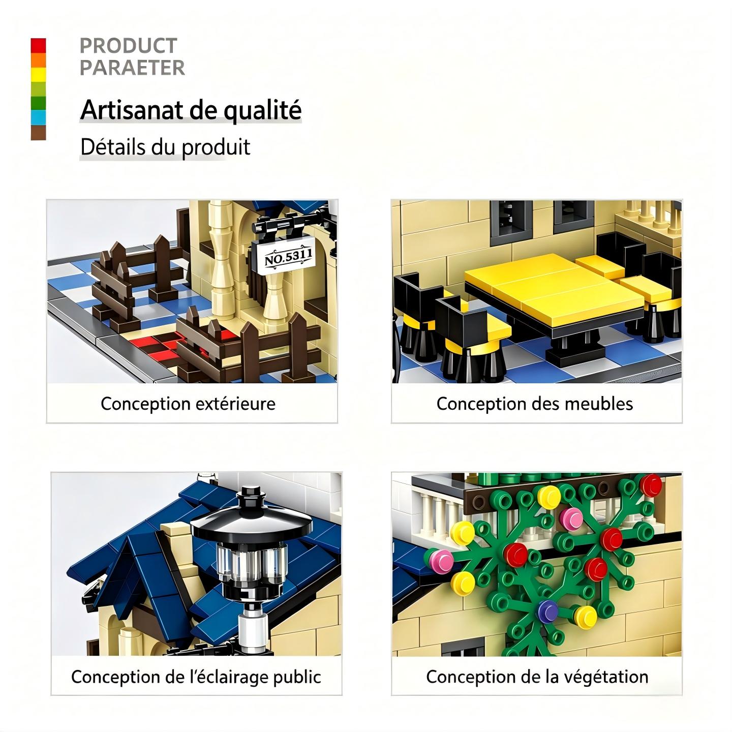 WANGE Maison de Campagne Française 1298 Pièces Ensemble de Blocs de Construction pour Bâtisseurs Amateurs